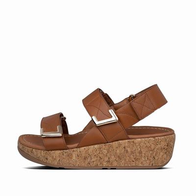 Fitflop Women's REMI Adjustable Leather Sandals - Light Brown, IW4728561